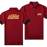 BMYNZDHBFD Herren Kurzarm Polo Top, K-TM Logo Drucken Revers T-Shirt Für Teenager, Casual Sommer Kurzarm Sportswear Hemd Poloshirts,Rot,M/M