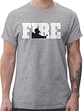 Feuerwehr Geschenk - Fire - XL - Grau meliert - Kurzarm - L190 - Tshirt Herren und Männer T-S