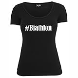 Damen T-Shirt #Biathlon Größe M Farbe Schwarz Druck W