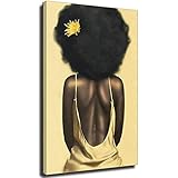 Afrikanisches Poster Black Beauty Black Art mit Blume Afro Black Girl Poster African American Wall Art Hanging for Black Live Matter Home Wall Decor Unframe-style1 60 x 90