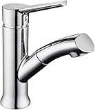 LONHEO chrom Waschtischarmatur mit herausziehbarer Handbrause, moderner Bad Wasserhahn, Waschbeckenarmatur ideal zum Haarew