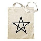 Kiwistar Pentagramm Motiv 2 Tragetasche Baumwolltasche Stoffbeutel Umhängetasche Langer Henk