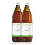 Aloe Vera Bio-Direktsaft 100% | Handfiletiert | Reich an natürlichen Inhaltsstoffen | Durchschnittlich 1200mg/l Aloverose | Braunglasflaschen | 2 x 1000