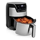 Princess Digitaler Airfryer XXL rund – 4,5 l Volumen – Edelstahl – 1500 Watt – 10 vorprogrammierte Einstellungen, 182026