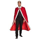 Boland 36101 - Königsmantel Deluxe, 130 cm lange Robe, rot-weiß-schwarz, gepunktetes Kunstfell, Hermelinoptik, Königshaus, Herrscher, Karneval, Halloween, Fasching, Mottoparty, Kostüm, T