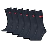 Levi's Unisex-Adult Batwing Logo Regular Cut (6 Pack) Socks, Dark Denim, 39/42