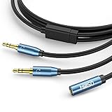 MillSO Audio Y Splitter Kabel 3.5mm Klinke Buchse auf 2X 3,5mm Klinke Stecker TRS Stereo Aux Adapter mit 24K Vergoldete Kontakte für Smartphone, Computer, Mp3, Kopfhörer, Lautsprecher - 2,4