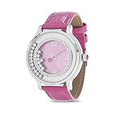 BETSEY JOHNSON Pink Sunray Floating Rhinestones Heart Womens Watch Buckle BJW010