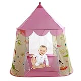 Kinderspielzelt - Kinderzelt - Prinzessin Zelt - Tippi Zelt Kinderzimmer - Tragbares Faltbares Pop-up Zelt - Draussen Drinnen Castle Spielzelt Schloss Zelt Ballebad Spielhaus für Mädchen Jung