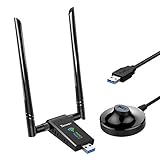 WLAN Adapter 1750Mbit/s, Techkey WLAN Stick für PC Dualband 2,42GHz/450Mbit/s 5,8GHz/1300Mbit/s USB WLAN Stick mit 5dBi High Gain Antennen Internet Stick für Windows 10/8/7/XP/Vista, Mac OS 10.9-10.15