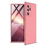 Karomenic 360 Grad Hülle + Panzerglas kompatibel mit Samsung Galaxy Note 20 Ultra Hart PC Schutzhülle 3 in 1 Full Body Rundumschutz Stoßfest Ganzkörper Bumper Handyhülle Hardcase Cover,Roseg