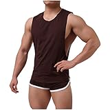 Aoogo Herren Tank top Shorts Heimanzug 2er Pack Classic Unterhemd Feinripp einfarbiges Kompressionstop Achselshirts Atmungsaktiv Rundhals Fitness Bodybuilding T S