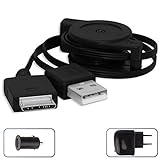 mr!tech Kit USB Datenkabel Ladekabel (ausziehbar) + KFZ-Ladegerät + Netzteil für Sony Walkman NWZ-A, NWZ-E, NWZ-S. | NW-A, NW-S, NW-ZX. - Siehe Kompatibilitätsliste!