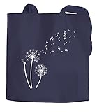 Jutebeutel Pusteblume Musiknoten Noten Musik Dandelion Baumwolltasche Stoffbeutel Autiga® navy 2 lange Henk