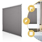 Deswell Plissee Rollo Jalousie ohne Bohren Klemmfix für Fenster & Tür Anthrazit 80 x 200 cm, Plisseerollo Stoff Sonnenschutz leicht zu montieren & Versp