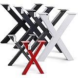 HOLZBRINK Tischkufen X-Form aus Vierkantprofilen 40x40 mm, x-förmiges Tischgestell 40x43 cm, Tiefschwarz, HLT-03-F-BB-9005