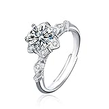 fohatu Brillanter Sechszackiger Stern Moissanite Ring 925 Sterling Silber Mode Boho Diamantring Stapelbar Engagement Zierliche Bandring Schmuckgeschenk,Silb