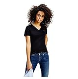 Tommy Hilfiger Damen TJW Skinny Stretch V Neck T-Shirt, Schwarz, XXL