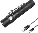 THRUNITE TT20 Taktische Taschenlampe Superhell 2500 Lumens USB C Aufladbar Taschenlampe mit 21700 Akku Wasserdicht IPX8 für Outdoor, Abenteuer, Jagd - Schw