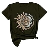 Caixunkun Damen Mode O-Ausschnitt Bedruckt Kurzarm Pullover Weibliches Hemd Tunika Top Sweatshirts & Kapuzenpullover für Damen Hemd Kurzarm Poloshirt Damen weiß