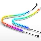 EZDIY-FAB Premium ARGB LED Streifen für PC Gehäuse, 2 x 400mm glatter Beleuchtungs Streifen und Montage Clip, Adressierbare RGB LED Streifen mit Mag