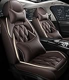 Zswpyq Sitzbezüge Vordere Autositzbezüge für BMW X1 X3 320 X5 530 520 330 2 Sitze PU Leder Sitzauflage Innenraum Zubehör Luxus-Sitzbezug,Coffee ~ Luxury