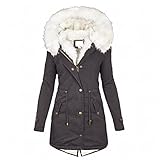 Mymyguoe Warm Jacke Winterjacke WintermäNtel Lang Damen ÜBergangsmantel Winter Frauen GefüTtert Kurz Sale Pelzmantel Pelzjacke Winterparka Fleecejacke Wintermantal Parka PlüS