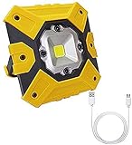 15W LED wiederaufladbar  800LM, tragbare Arbeitsscheinwerfer Outdoor IP65 wasserdicht, 3 Lichtmodi, Akku 4400mAh, für Baustelle, Garage, Werkstatt, Camping, Kaltweiß,Ye (Gelb)