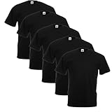 5 x Fruit of the Loom Kurzarm Rundhals T-Shirt in Schwarz, Grösse 5XL