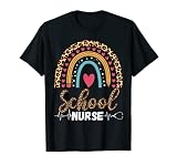 Schule Krankenschwester Boho Regenbogen Leopard Muster Back to School T-S