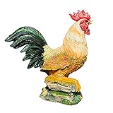 Hahn Dekoration Garten Ornament, lebensecht stehendes Huhn Henne Form dekorativ, lustige Rasen Bodendekoration Garten Kunst Huhn Hof Tier Figur Outdoor Statuen Hinterhof Dekor Skulp