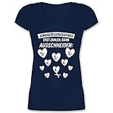 JGA Junggesellenabschied Frauen - Junggesellenabschied - erst Zahlen dann ausschneiden - weiß - S - Dunkelblau - T-Shirt - XO1525 - Damen T-Shirt mit V