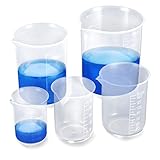 Messbecher Set Kunstoff 5 Stk. Messbecher 50ml 100ml 150ml 250ml 500ml Meßbecher aus PP Labor Messbecher mit Maßstab Mark (Transparent)