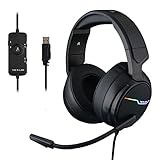 The G-LAB Korp Thallium Gaming-Kopfhörer, USB, 7.1, Digital Surround - Headset für Gamer, Audio - Mikrofon mit Geräuschreduzierung - LED RGB - kompatibel mit PC PS4 Mac (Schwarz)