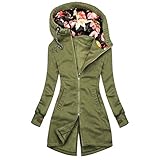 SOIUTAO Übergangsjacken Damen Günstig Kapuze Große Größe Reißverschluss Windjacke Baumwolljacke Schlank Softshelljacke Verkauf Rollkragenpulli Warm Weich Herb