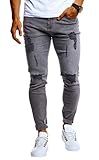 Leif Nelson Herren Jeans Hose Slim Fit Denim Blaue Schwarze Lange Jeanshose für Männer Coole Jungen weiße Stretch Freizeithose Graue Cargo Chino Sommer Winter Basic LN9150 Grau W29/L32