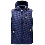 ZYHOOD Herren Winter Weste Gepolsterte Winter West Outdoor Sport Ärmellos Jacke Körperwärmer Winddichte Puffer Weste Herren Baumwolle Weste Jacke mit Haubenwinter Warm Sleeveless Mäntel G