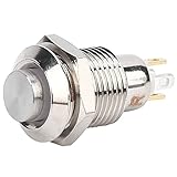 WanRomJun 1 STK. 10mm Selbstsichernder Kleiner Druckknopfschalter mit Licht, 3V 4 Pin Edelstahl Hoher Rundkopf Wasserdichter Startschalter, für Schwachstrom-Türklingeln(Gelb)