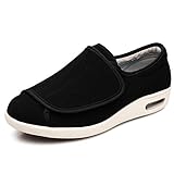 KKOO Herren Diabetiker Hausschuhe,Weite Fußschwellung Wanderschuhe, verstellbare Klettschuhe-schwarz_42,Diabetiker OrthopäDische Wide H