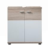 trendteam smart living Badezimmer Waschbeckenunterschrank Unterschrank Campus, 60 x 65 x 35 cm in Weiß/Eiche San Remo (NB) mit viel S