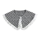 Pastoraler Stil Sheer Mesh False Kragen Schal für Frauen Mädchen Rüschen Stickerei Floral Spitze Halskette Wrap leicht Dickey Capelet Poncho False Kragen Dickey