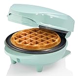 Bestron Mini-Waffeleisen für klassische Waffeln, kleiner Waffelmaker mit Antihaftbeschichtung, für Kindergeburtstage, Familienfeiern, Ostern oder Weihnachten, Retro Design, 550 Watt, Farbe: M