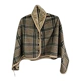 Winter Dicke doppelseitige Plaid Decken Cape, Colorful 2022 Neujahr Button Poncho Schal Cardigan Reise für Erwachsene Baby, Sofa Warme Strickjacke Shawl (D, 130x80 cm)