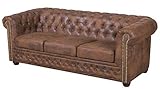 ROVERTI Sofa Chesterfield Fresco 3er Sitzer B203 x T 86 cm x H 72 cm, Fußhöhe 9 cm | 3er-Couch freistehend, Sitztiefe 54 cm, hochwertige Wellfederung, strapazierfähige Polsterbezüg