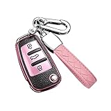 HIBEYO Smart Autoschlüssel Hülle passt für Audi PKW Schlüsselhülle Kein Zündschloss Keyless für Audi A1 A3 A4 A6 Q3 Q5 Q7 S3 R8 TT Schlüsselbox Fernbedienung TPU Leder Texture Schutzhülle-R