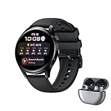 HUAWEI WATCH 3 - 4G Smartwatch, 1.43'' AMOLED Display, eSIM Telefonie, 3 Tage Akkulaufzeit,30 Monate Garantie, schwarzes Fluorelastomerarmband,inklusive FreeB
