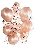 Cavore Konfetti Luftballon Set in Rosegold metallic – 20 Stück – Partydeko Ballons für Geburtstag, JGA, Taufe, Hochzeit, Baby-Shower & S