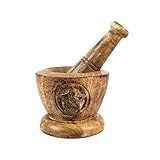 Samhita Handgefertigter Mörser und Stößel aus Mangoholz, perfekt für Kräuter, Knoblauch, Walnuss-Gewürze und Kü