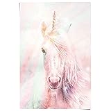 Poster Magisches Einhorn Farbenfroh - Fantasie - Pferd - Papier 61 x 91.5 cm Rosa Mädchenzimmer T