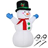 Monzana Aufblasbarer Schneemann XL 120cm LED Beleuchtung Befestigungsmaterial Weihnachtsdeko Außen Weihnachten Fig